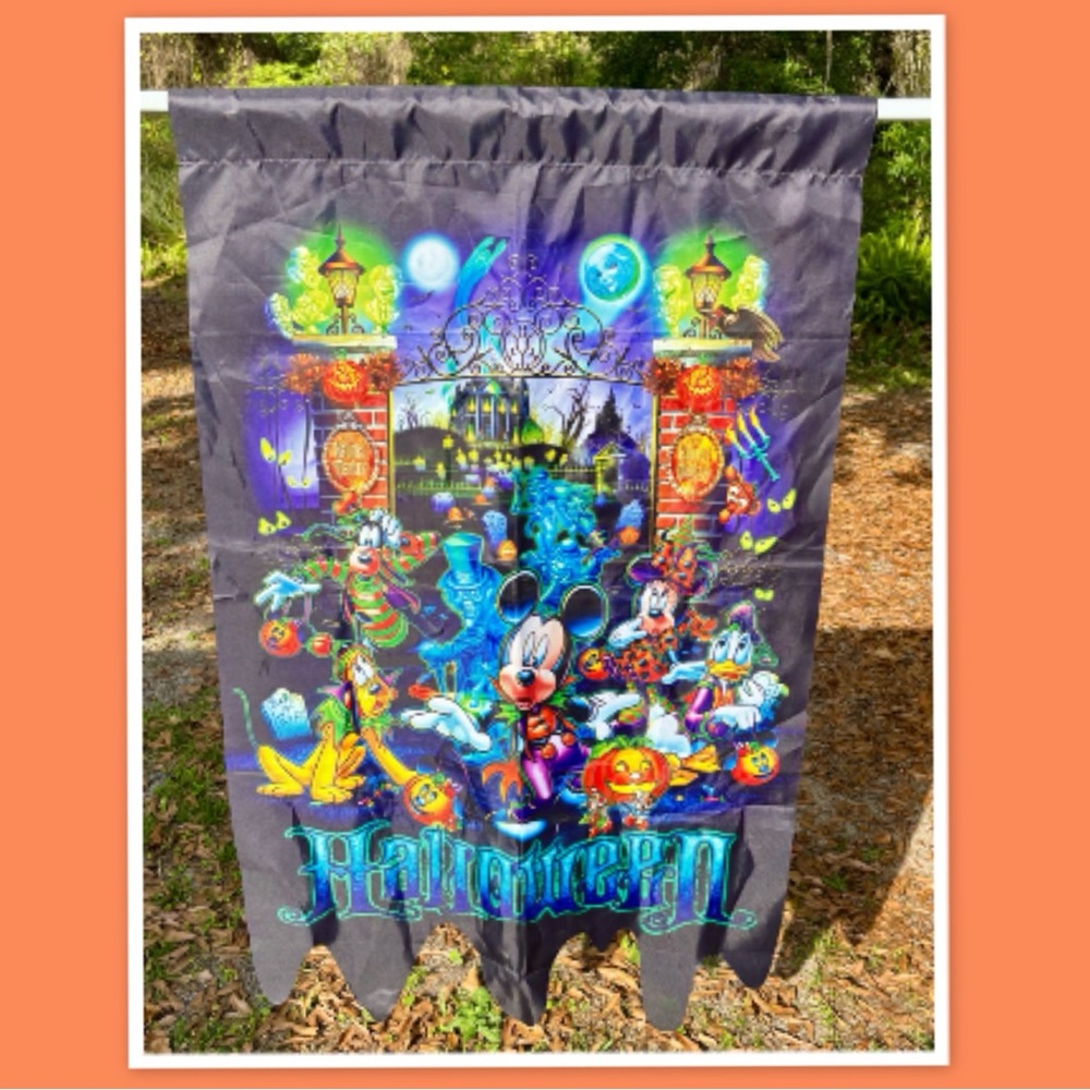 Disney Parks Halloween Banner Flag Mickey Minnie Donald Goofy Pluto - 41"x26"